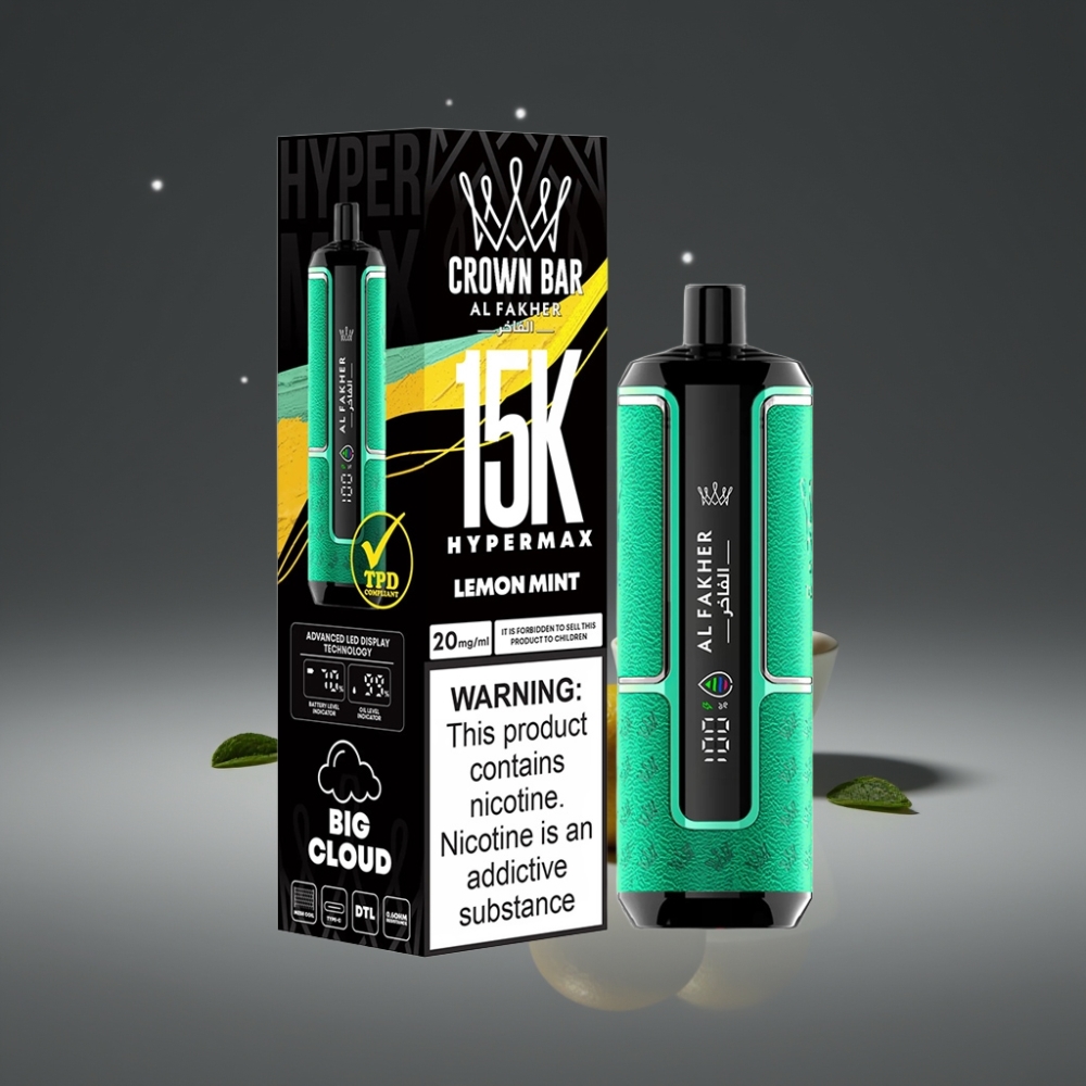 Al Fakher Crown Bar 15K Hypermax Wegwerp Vape Kit – 22ml, DTL, Lemon Mint