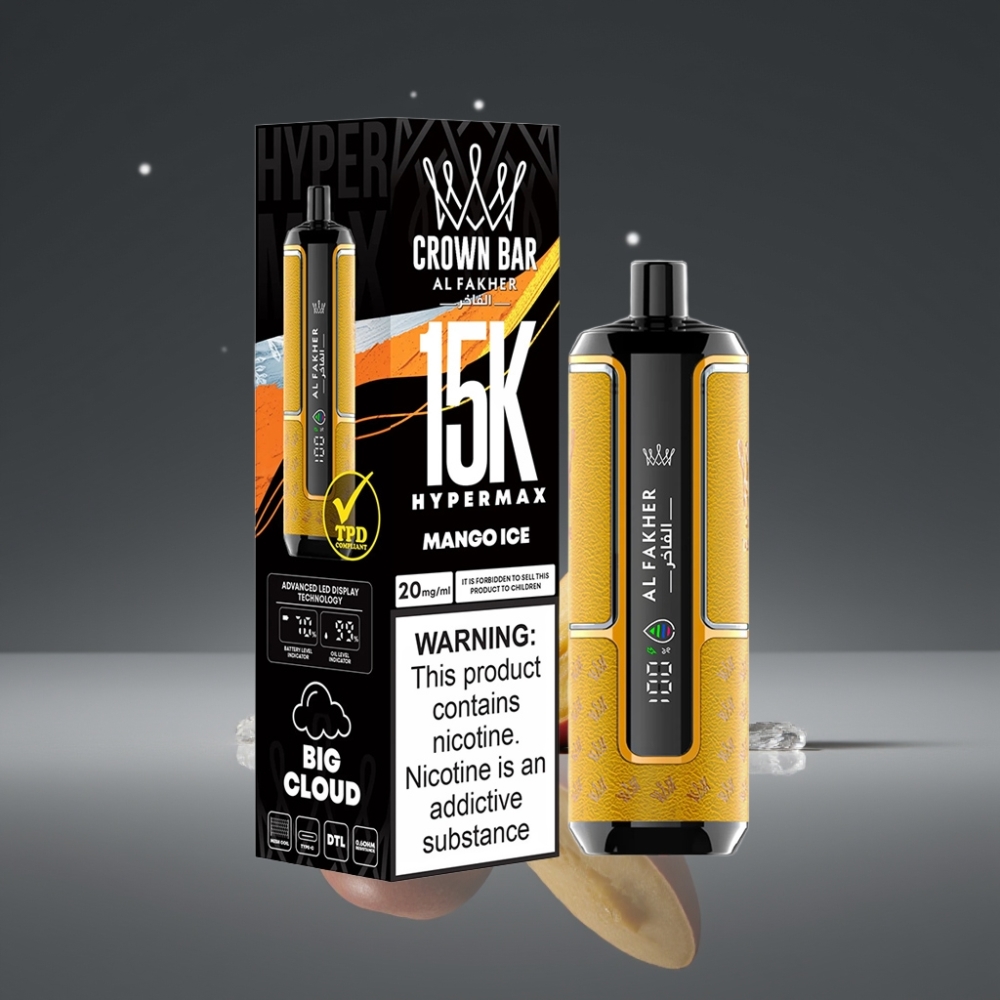 Al Fakher Crown Bar 15K Hypermax Wegwerp Vape Kit Mango Ice – 22ml, Type-C