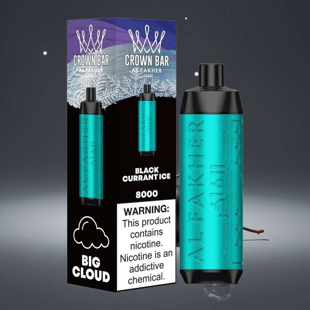 Al Fakher Crown Bar 8000 Crystal Wegwerp Vape – 600mAh, 18ml, Zwarte Bes IJs