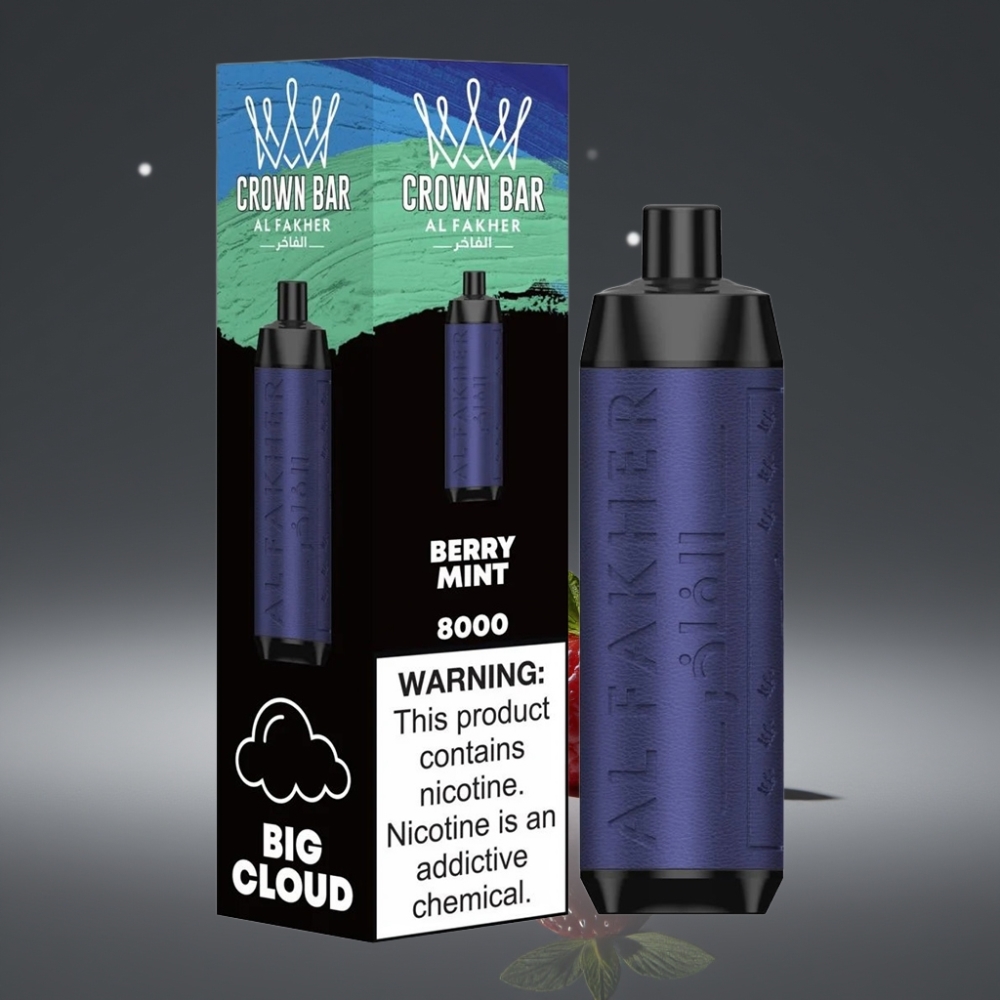 Al Fakher Crown Bar 8000 Crystal Wegwerp Vape Berry Mint – 18ml, 5mg, USB-C