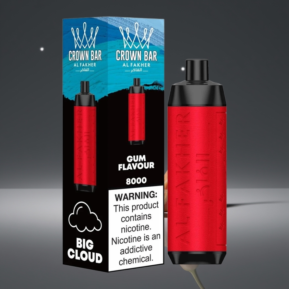 Al Fakher Crown Bar 8000 Crystal Wegwerp Vape met Gum Smaak, 600mAh, USB-C