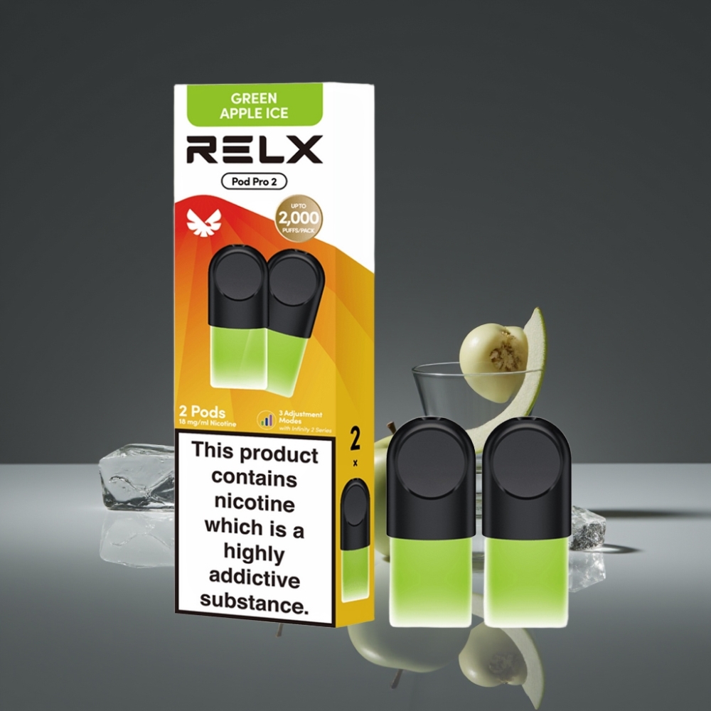 RELX Pod Pro 2 600 Puffs 1,9ml 1,8% Nicotine Green Apple Ice