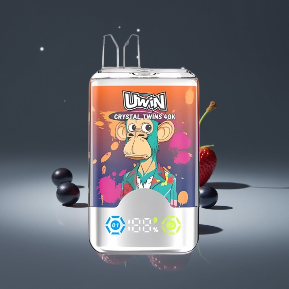 UWIN Crystal Twins 40000 Puffs Dual Smaak 32ml Mesh Coil Type-C Aardbei Framboos Kers Mr Blue