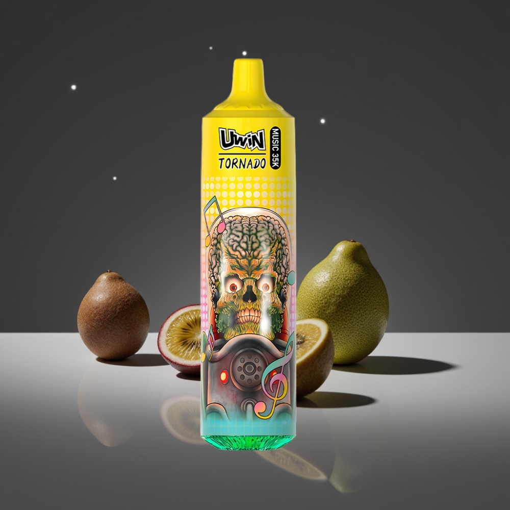 Uwin Tornado 35K Muziek Disposable Vape Kiwi Passievrucht Guave Met Oplaadbare Batterij